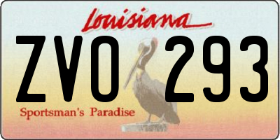 LA license plate ZVO293