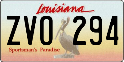 LA license plate ZVO294