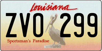 LA license plate ZVO299
