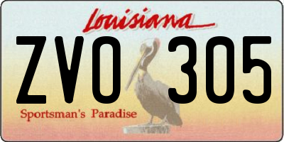 LA license plate ZVO305