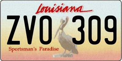 LA license plate ZVO309