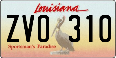 LA license plate ZVO310