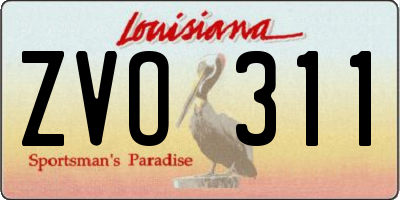 LA license plate ZVO311