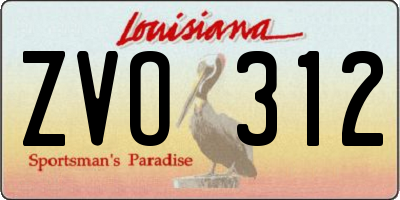 LA license plate ZVO312