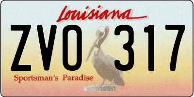 LA license plate ZVO317