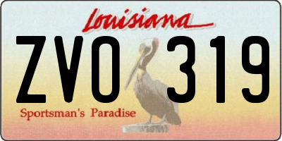 LA license plate ZVO319