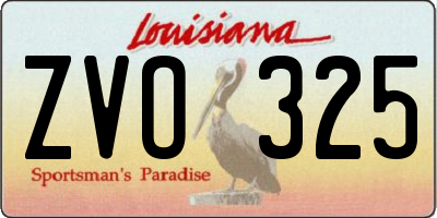 LA license plate ZVO325