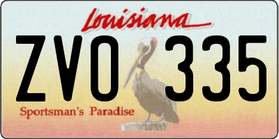 LA license plate ZVO335