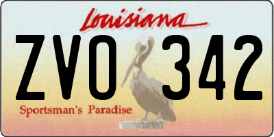 LA license plate ZVO342