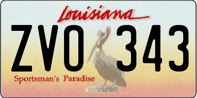 LA license plate ZVO343