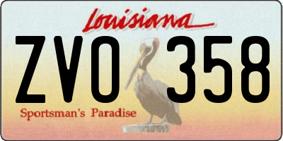 LA license plate ZVO358