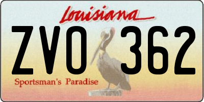 LA license plate ZVO362