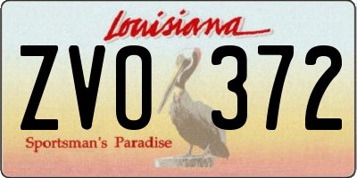 LA license plate ZVO372