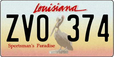 LA license plate ZVO374