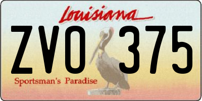 LA license plate ZVO375