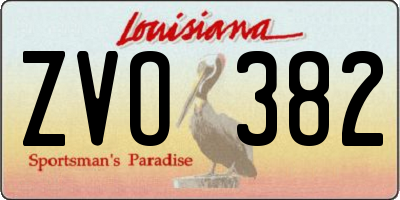 LA license plate ZVO382