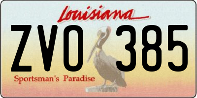 LA license plate ZVO385