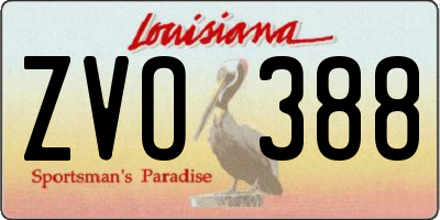 LA license plate ZVO388