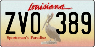 LA license plate ZVO389