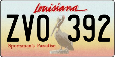 LA license plate ZVO392