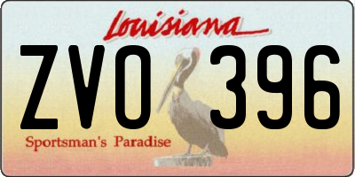 LA license plate ZVO396