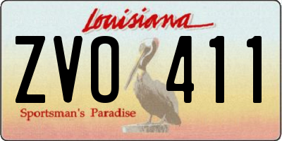 LA license plate ZVO411