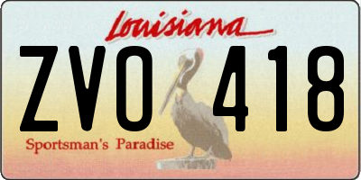 LA license plate ZVO418