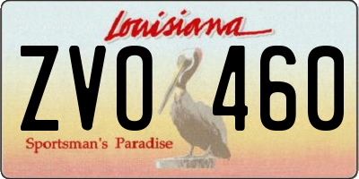 LA license plate ZVO460