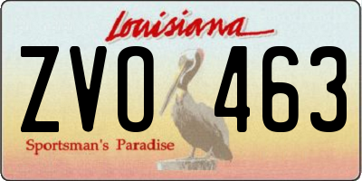 LA license plate ZVO463