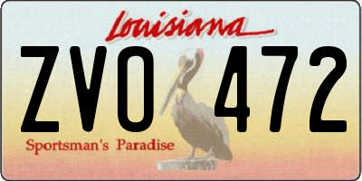 LA license plate ZVO472