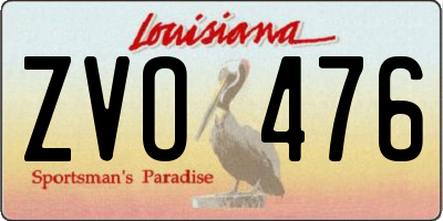 LA license plate ZVO476