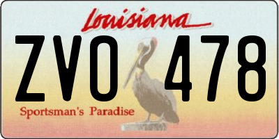 LA license plate ZVO478
