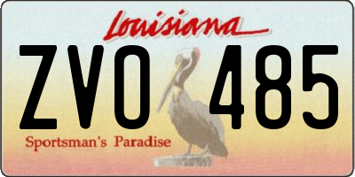 LA license plate ZVO485