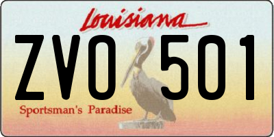 LA license plate ZVO501