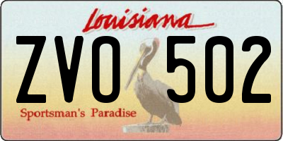 LA license plate ZVO502