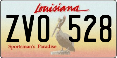 LA license plate ZVO528