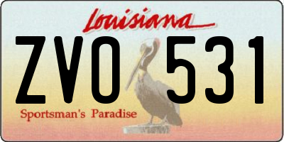 LA license plate ZVO531