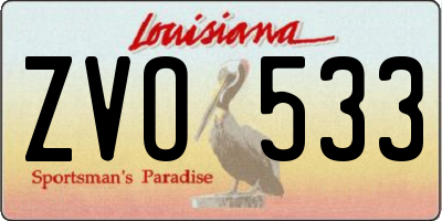 LA license plate ZVO533