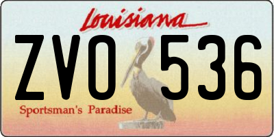 LA license plate ZVO536