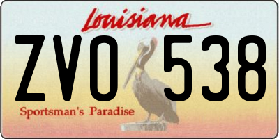 LA license plate ZVO538
