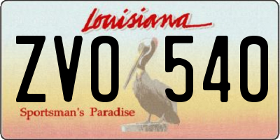 LA license plate ZVO540
