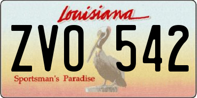 LA license plate ZVO542