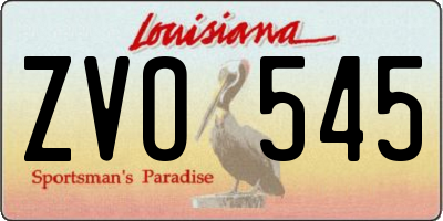 LA license plate ZVO545
