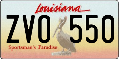 LA license plate ZVO550