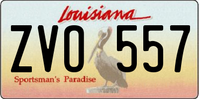 LA license plate ZVO557