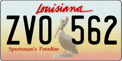 LA license plate ZVO562