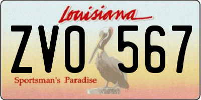 LA license plate ZVO567