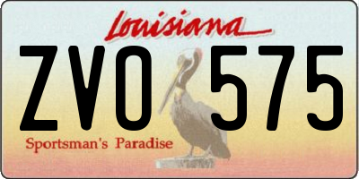 LA license plate ZVO575