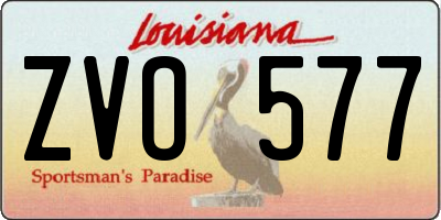 LA license plate ZVO577