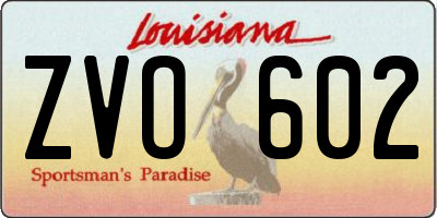 LA license plate ZVO602